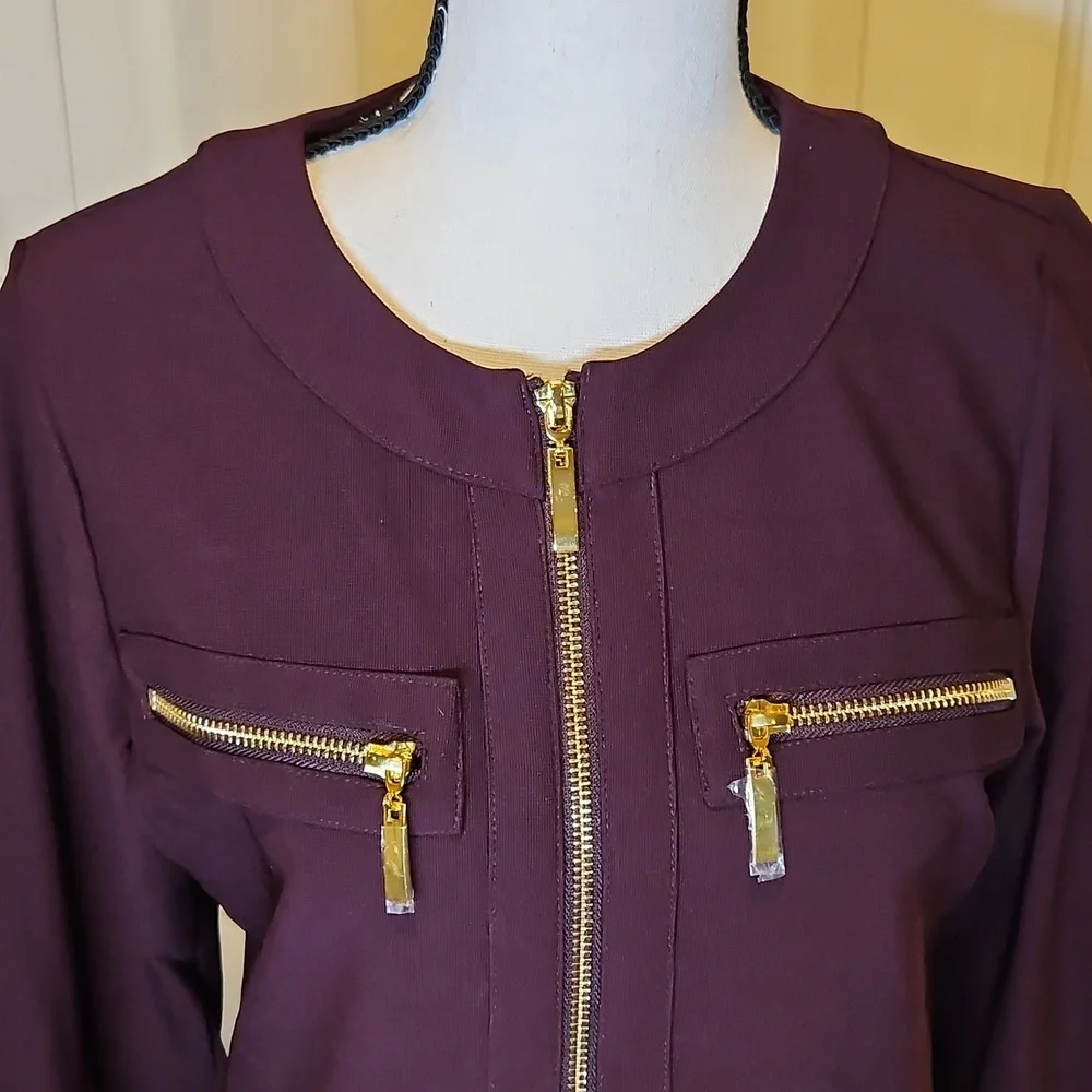 BOSTON PROPER Purple amd Gold Utility Jacket with Modern Silhouette XS Zipup - Picture 2 of 11